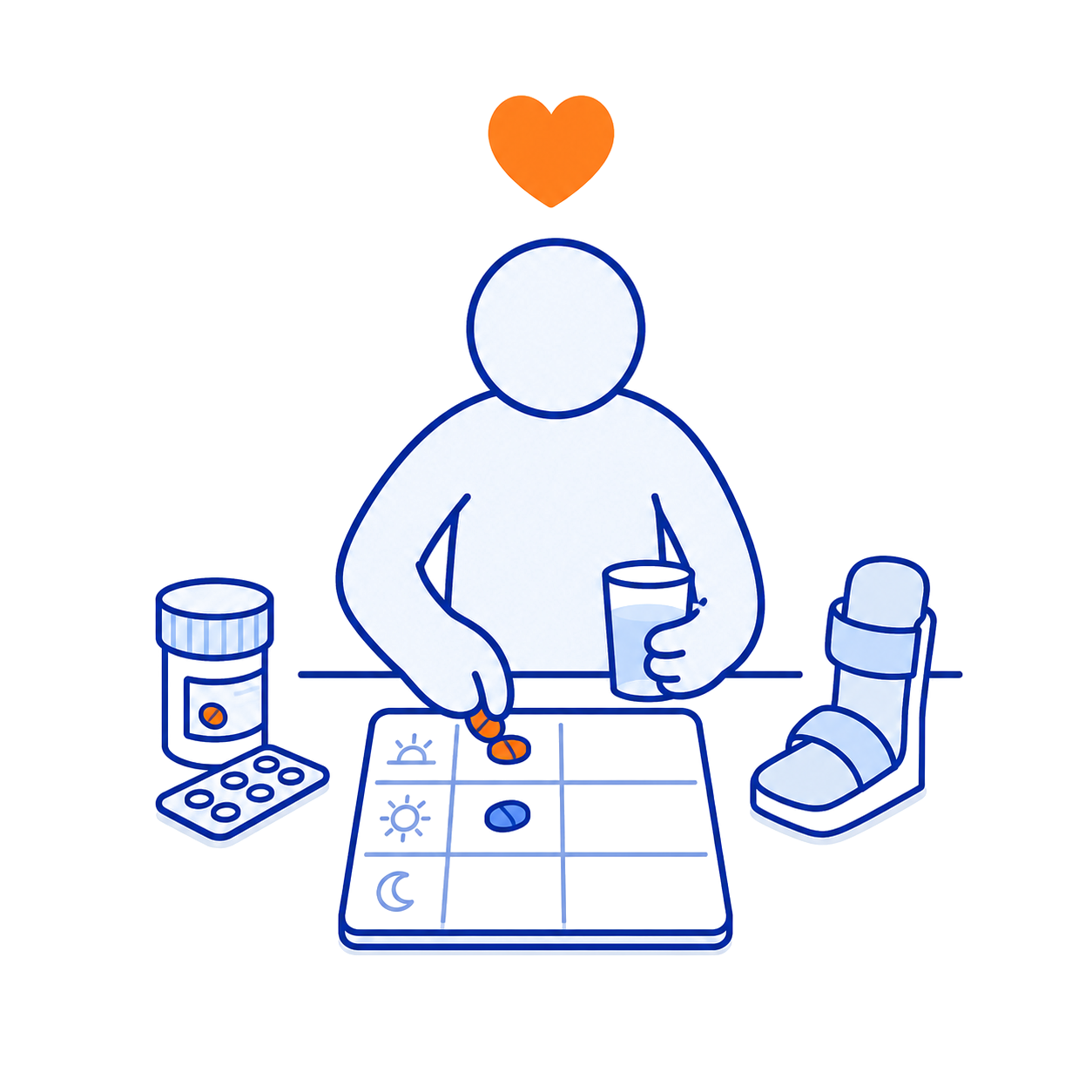 Fitting medication or medical aids into the daily routine